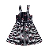 Froomer Summer Kids Baby Girls Cherry Print Striped Dress