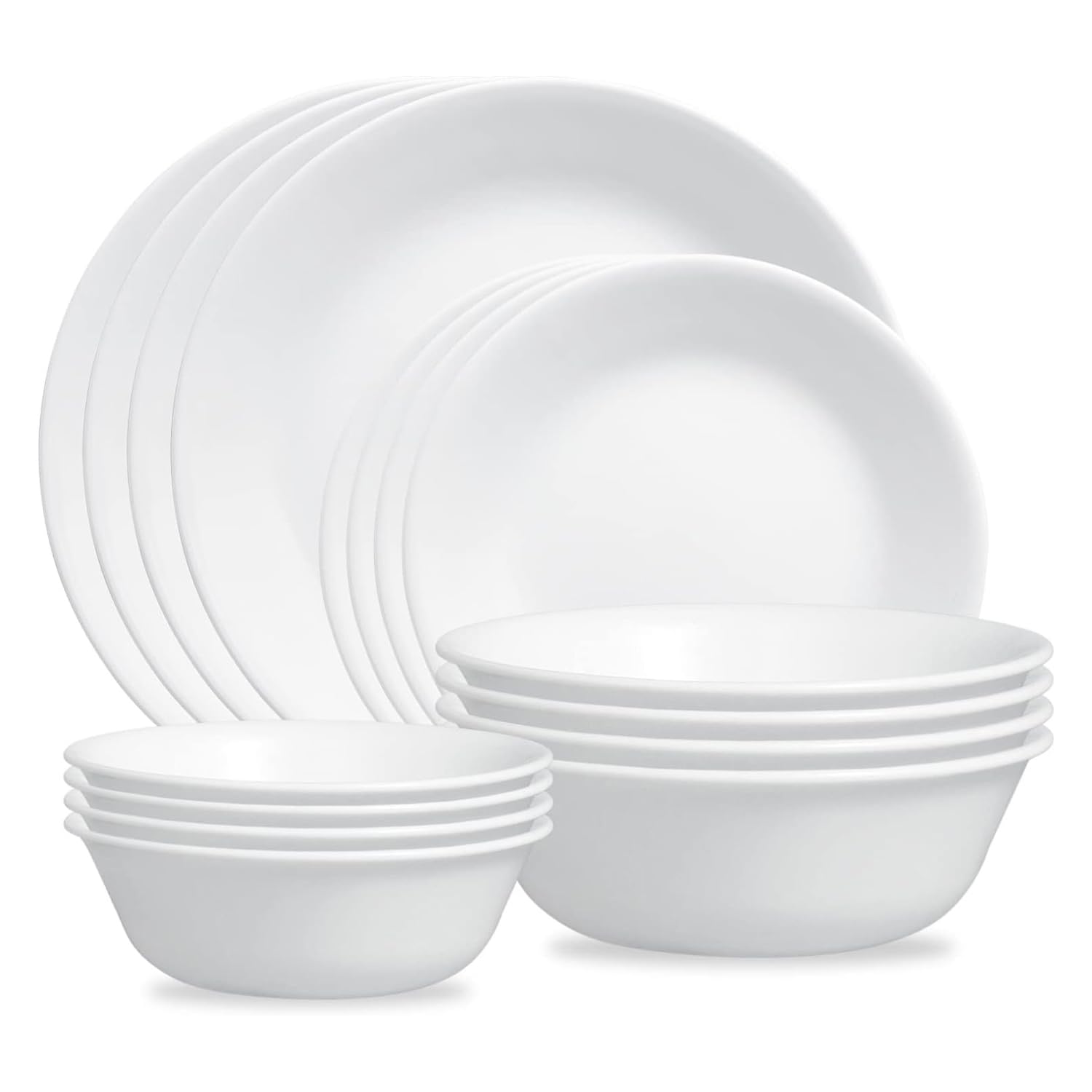 Corelle Winter Frost White 16-Piece Mugless Dinnerware Set, Service for 4