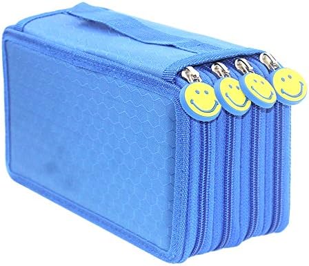 Channelook High Capacity 72 Slots Pens Pencil Case Multi-functional Stationary Pencil Pouch with Zipper for Pencils,Gel Pens,Ballpoint Pens,Markers (Blue-1)