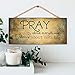 P. Graham Dunn Pray About Everything Worry About Nothing Wooden Sign with Jute Rope Hanger