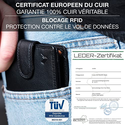 Lavalen Men's Genuine Leather Wallet - RFID Blocking Wallets and Card Wallets - Men's Coin Purse - Large Capacity Zip Pocket Coins - Credit Card Holder