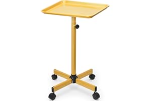 JOSTZHXIN Premium Aluminum Salon Tray, Tattoo Tray Salon Rolling Cart Adjustable Height, SPA Service Rolling Tray for Beauty Hairstylist Dental Clinic,Gold