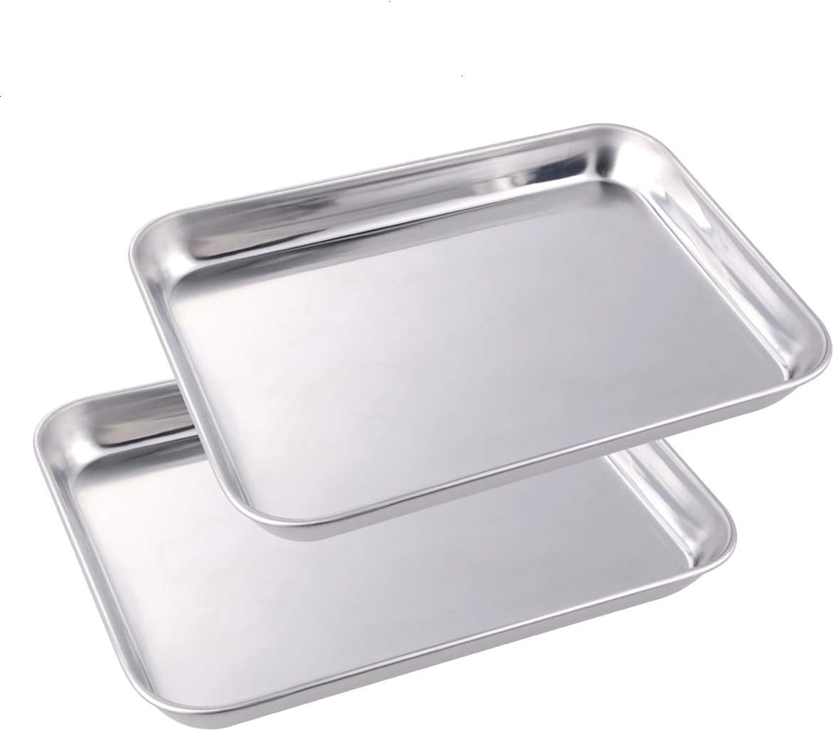 Howrey Cookie Baking Sheet Set 2 Pieces, Stainless Steel Non-Toxic Non-Stick Oven Cookie Baking Pan Mirror Finish, Rustproof and Easy Cleaning (2pcs 15.75'' x11.81''x0.98'' in)
