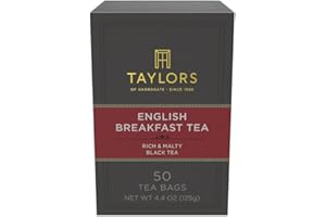 Taylors of Harrogate English Breakfast, Black Tea, Pillow Tea Bags, 50 Count (Pack of 1), Rich, Bright & Malty, Caffeinated, 