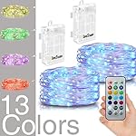 Hometarry LED String Lights,2 Pack Battery Operated Lights Multi Color Changing String Lights Remote Control Waterproof 50LED 16.4ft Indoor Decorative Silver Wire Lights for Bedroom,Christmas lights
