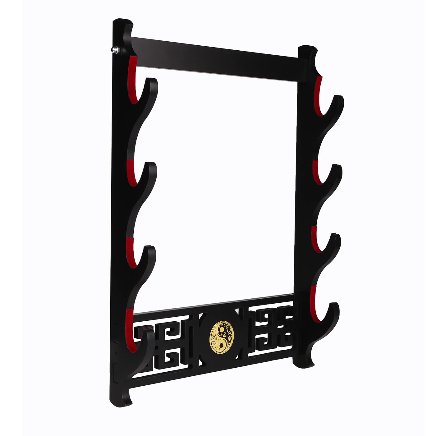 Dfdvye Sword Holder Katana Wall Mount - 4-Tier Tai Chi icon Velvet Padded Katana Holder Samurai Sword Display Rack Wand Lightsabe Wakizashi Sword Stand Display Hanger