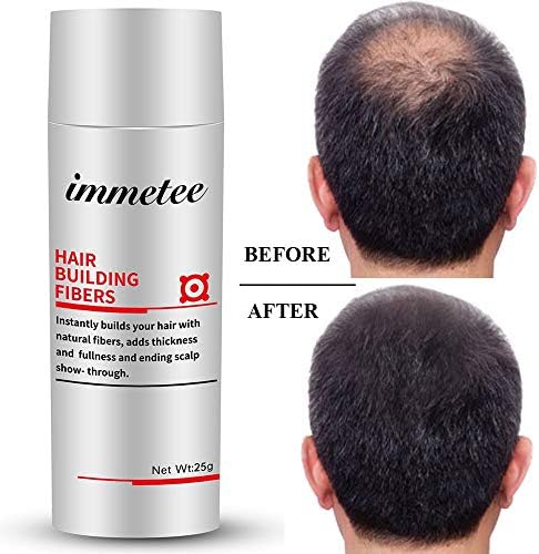 IMMETEE Keratin Hair Building Fibers Powder Conceal Instantly for Thinning Hair,Cover Up Hair Loss Natural Thickens for Men and Women-25g/0.88oz (BLACK)