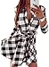 FANCYINN Women Long Sleeve Plaid Pattern Tunic Tops Shirt Casual Dress