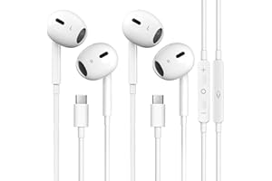 2 Pack USB C Headphones Wired for iPhone 17/16/15 Pro Max/Plus, Wired Earbuds with Mic & Volume Control HiFi Stereo Noise Can