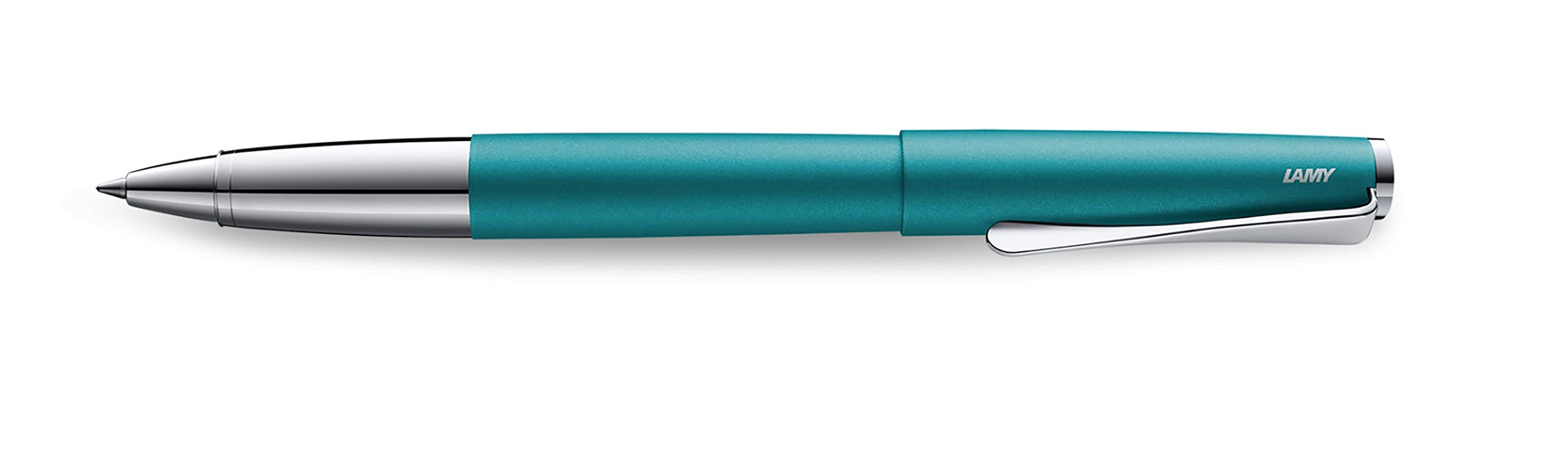Lamy 1233748 Studio Rollerball Pen 366 - Timeless Rollerball Pen in Aquamarine Stainless Steel and Propeller-Shaped Clip - Line Width M