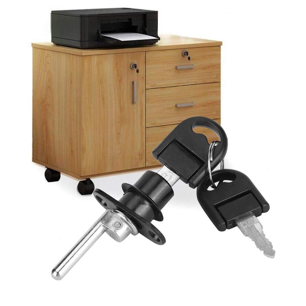 Duokon 2 Pieces Cabinet Locks Furniture Drawer Storage Cabinet with Keys Office Security (16mm-Black)