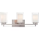 Minka Lavery 6103-84 Parsons Studio Vanity Bath Light, 3-Light, 300 Total Watts, 24-in H x 8.75-in W, Brushed Nickel
