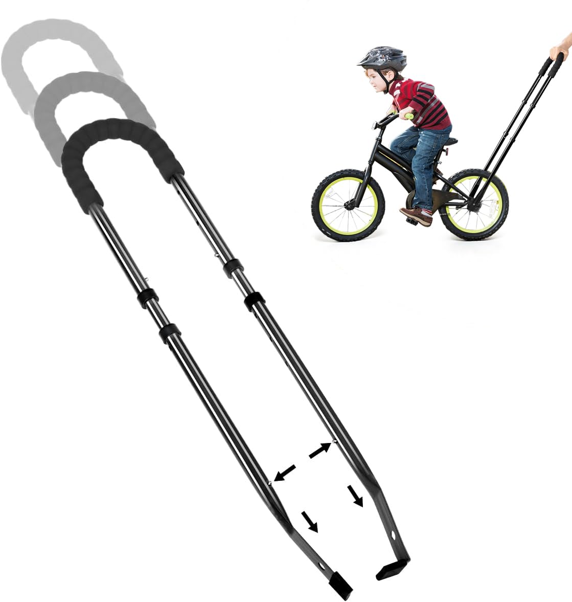 HANDSONIC Children Bike Training Handle Bicycle Accessories for Kids, Bike Balance Push Bar for Kids, Adjustable Safety Trainer Handle for Toddler Bike