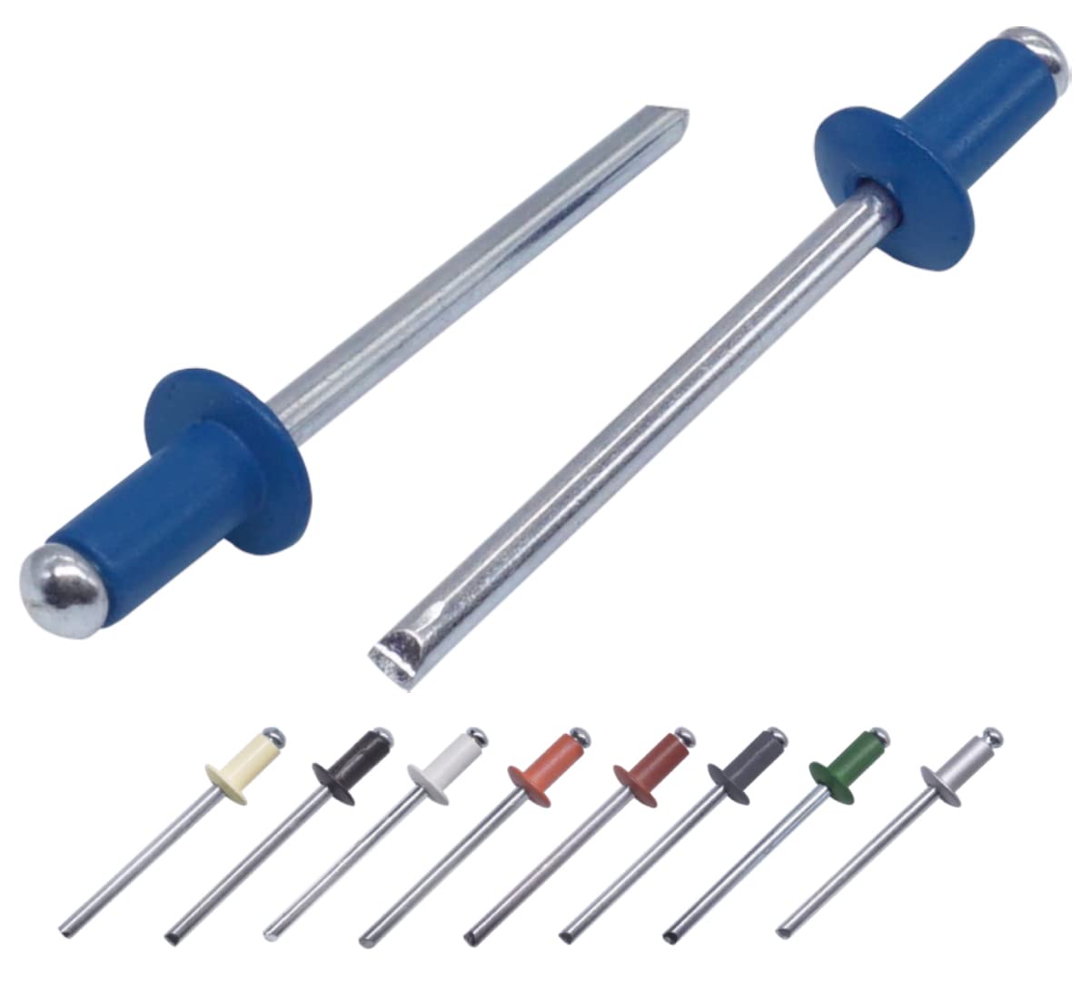 (Pack of 100 pcs) Painted Blind Rivets 4.0 x 8 mm, Dome Head, DIN 7337, Aluminum Rivet and Steel Mandrel, Pop Rivets (100, Gentian Blue RAL 5010)