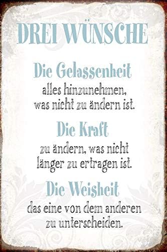 Téléchargement gratuit Images Blechschild 20x30cm Drei Wunsche Gelassenheit Kraft Weisheit actualisé par
