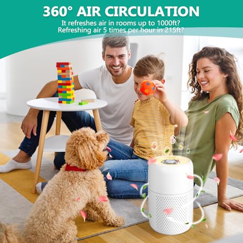 MELEDEN Air Purifiers for Bedroom with True HEPA13 Filters,Pet Air Purifier with Aroma Pad for Wildfires Smoke Pollen Dander,22dB Quiet Air Cleaners for Baby Room Office Dorm P60 (White)
