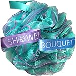 Loofah Bath Sponge Swirl Set XL 75g by Shower Bouquet: Extra Large Mesh Pouf (4 Pack Color Swirls) Luffa Loofa Loufa Puff Scrub - Big, Full Lather Cleanse - Exfoliate with Beauty Bathing Accessories
