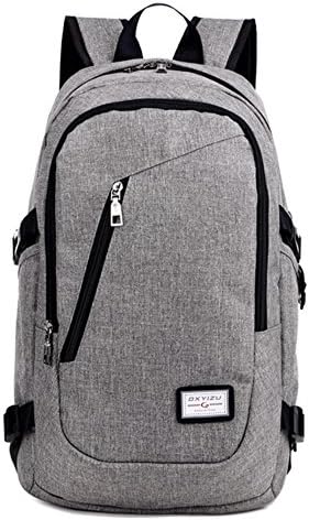 Lightweight Slim Business Waterproof Backpack with USB Charging Port Fits Under 17" Laptop NotebookGrey