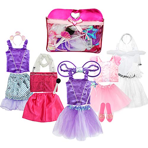 Girls Dress up Costume Set Toiijoy Princess,Fairy,Mermaid,Bride,Pop