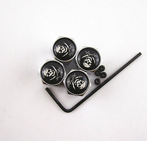 Katheriney 4PCS Auto Car Wheel Tire Valve Stem Pirate Logo Anti-Theft Locking Cap Cover
