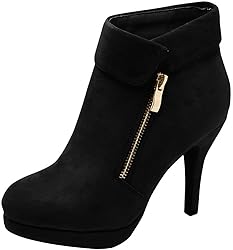 TOP Moda George-40 Ankle Wrap Boots, Black Suede, 10