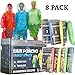 Panamint Emergency Rain Poncho Family Pack Disposable Plastic Rain Coat Ponchos for Hiking, Camping & Outdoor Events - 8 Pack of Hooded Ponchos with 4 Adult Ponchos for Men & Women & 4 Kids Ponchos