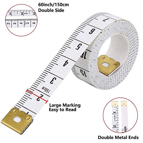 Soft Tape Measure Utron Measure Tape for Body 3 Pack Double Scale Measurement Tape Set for Sewing, Body, Tailor 60/120 inch - Thumbnail 3