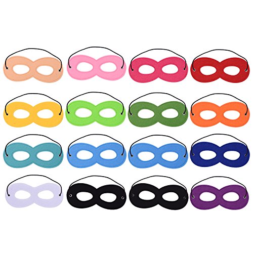 Blulu 16 Pieces Superhero Masks Felt Mask Eye Masks Half Masks Party Masks with Elastic Rope for Party