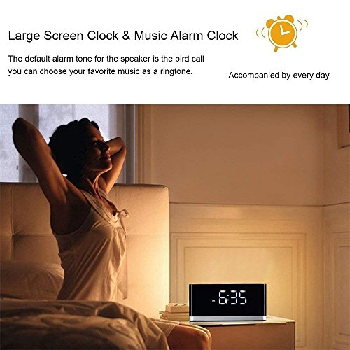 Bluetooth Speaker with Alarm Clock Radio,XPLUS Portable Wireless Speaker with Enhanced Bass,Hands-Free Calling,FM Radio,USB Host,TF Card Slot,Perfect Speaker for Outdoors/Indoors (Black)