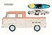 Greenlight Volkswagen Type 2 Crew Cab Pickup Doka w/ Surfboards, White w/ Orange 97030F/48 - 1/64 Scale Diecast Model Toy Car