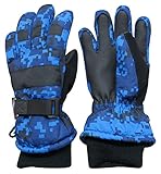N'Ice Caps Kids Cold Weather Waterproof Camo Print Thinsulate Ski Gloves (Blue Digital Camo, 7-8 Years)