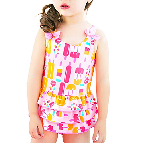 Toddler Baby Girls One Piece Ice Cream Pink Cute Swimsuit (1-8Years)