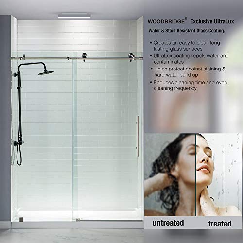 WoodBridge Framelss 3/8" Sliding Shower Door Brushed Nickel Finish