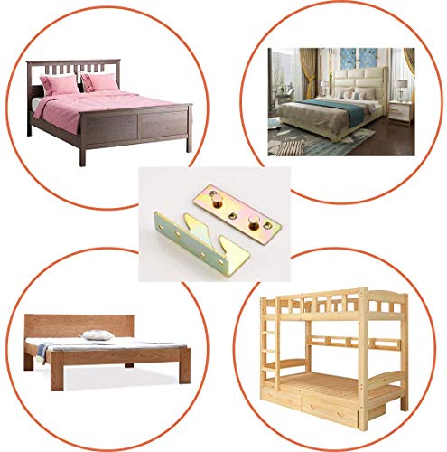 WOWOSS 4 Set Bed Rail Bracket, Heavy Duty Non-Mortise Bed Rail Fittings Wooden Bed Frame Hardware with Screws for Headboards Footboards - Thumbnail 4