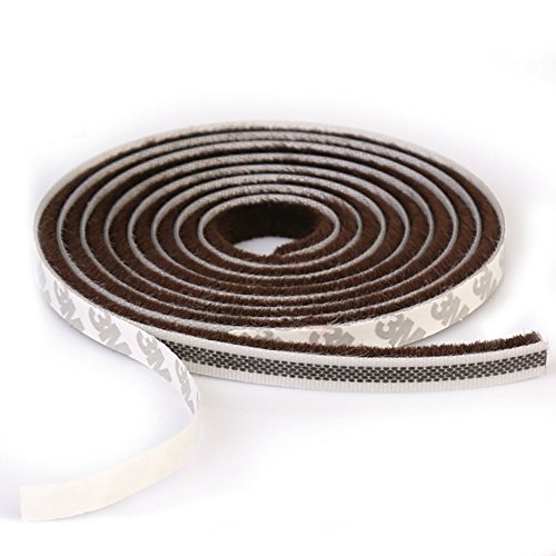 T&B Self-Adhesive Pile Weatherstrip for Windows & Doors 3/8-Inch x 3/8-Inch Brown (16.5ft)