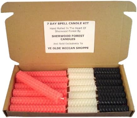 Sherwood Forest Candles - 7 Day Witch's Beeswax Spell Candle kit - Pink for Love, Affection, Romance and Freindship