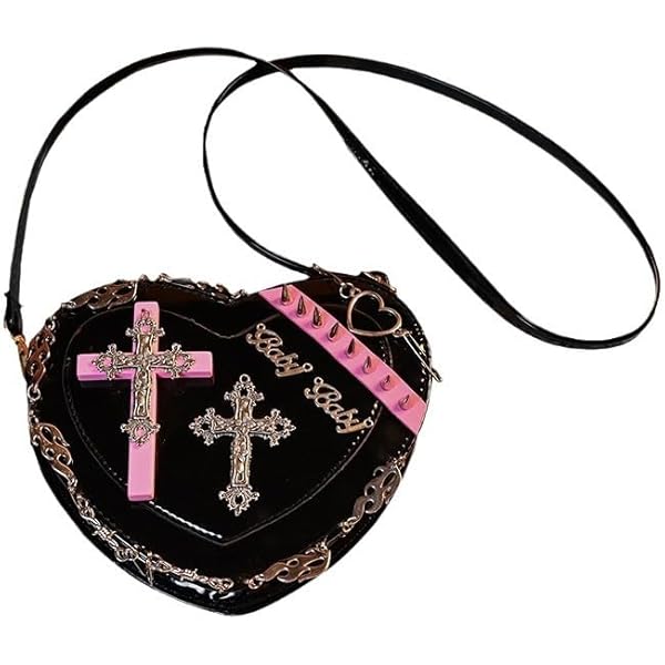 Ftchangfang Gothic Punk purse bag Y2K Heart Cute Lolita shoulder