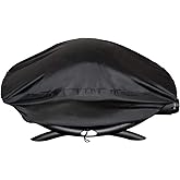Heavy Duty Grill Cover for Weber Q2000 Series,Weather Resistant, Black | Waterproof 600D polyester cover for Weber Q200/Q2000/Q2200 (7111 replacement). Secure Fit with Elastic Band&amp; Drawstring.
