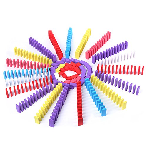 Joqutoys 600 Pieces Wooden Dominoes Set Blocks Racing Game Building and Stacking Toy for Kids