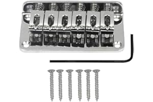 MICOVAY 78MM Metal Fixed Hardtail Saddle Bridge Top Load Guitar Tailpiece for 6 String Fender Strat Tele Electric Guitar, Chrome