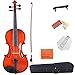 ADM 1/2 Half Size Handcrafted Solid Wood Student Acoustic Violin Starter Kits(Hard Case, Rosin, Shoulder Rest, Tuner, Violin Bow, Fingerboard Sticker), Red Brown