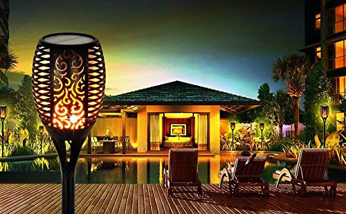 Solar Torch Light, Waterproof Flickering Flame Light Outdoor Decorations/Landscape Led Solar Lamps Garden Patio Lawn Yard, Security Powered Solar Spotlights Decor Driveway Dusk To Dawn (4 Pack)