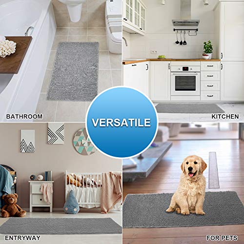 Secura Housewares Soft Microfiber Large Bathroom Rugs, 47 x 28 Inches Non Slip Bath Mat for Bathroom, Kitchen & Bedroom with Water Absorbent, Machine Washable (Gray) - Thumbnail 4