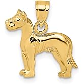 JewelryWeb 15mm 14k Gold Great Dane Animal Pet Dog 2-d Charm Pendant Necklace for Women