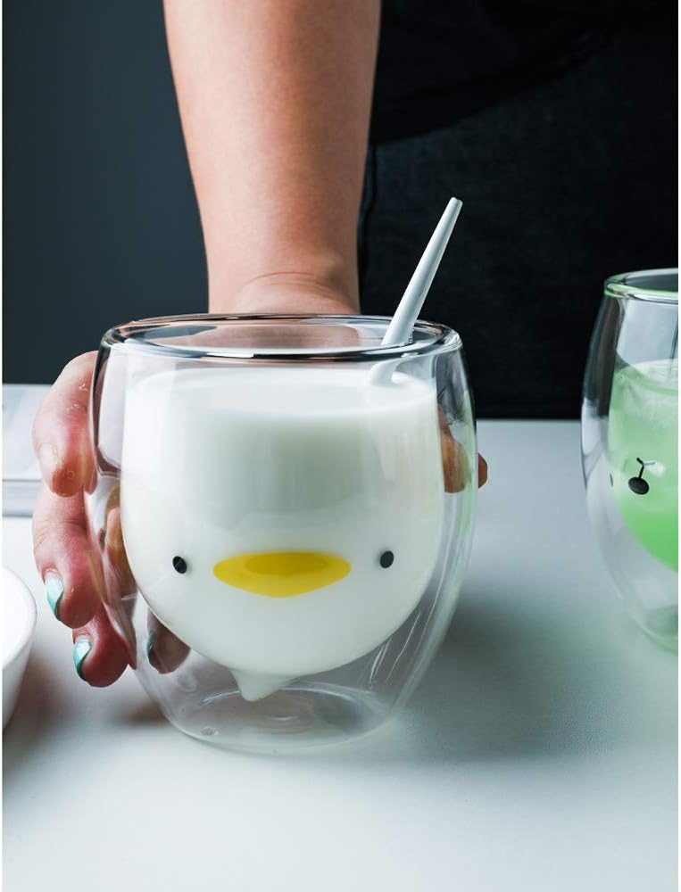 Cute Mugs Glass Double Wall Insulated Glasses Espresso Cup, Coffee Cup, Tea Cup, Milk Cup - Image 3
