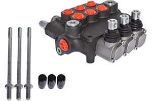 findmall 3 Spool 21GPM 3625PSI Hydraulic Directional Control Valve, SAE Ports Double Acting Valve for Small Tractors, Tractors, Loaders, Log Splitter