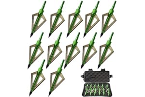 EOOENOON ARCHERY Hunting Broadheads, 3 Blades Archery Broadheads 100 Grain Screw-in Arrow Tips Compatible with Crossbow and Compound Bow(12 Pack)