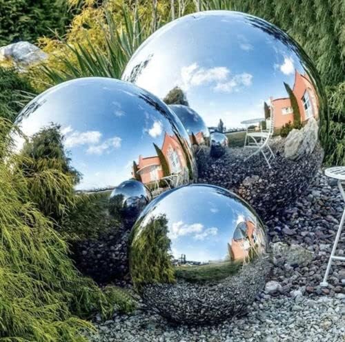 PaMeer Set of 3 Stainless Steel Gazing Balls for Garden & Home Decor