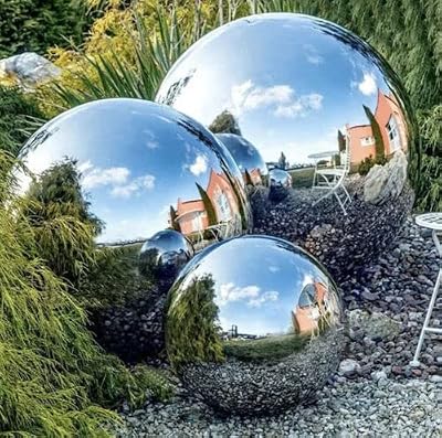PaMeer Set of 3 Stainless Steel Gazing Balls for Garden & Home Decor