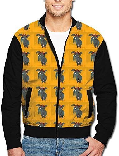 Roajgas Man Hiphop Popular Elephant Zip Open Front Jacket Outwear